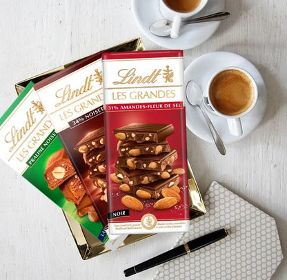 Lindt Les Grandes 31% Almonds Sea salt Caramelized Almond Smooth And Creamy Texture With A Crunchy Nutty Bite Bar 150gm