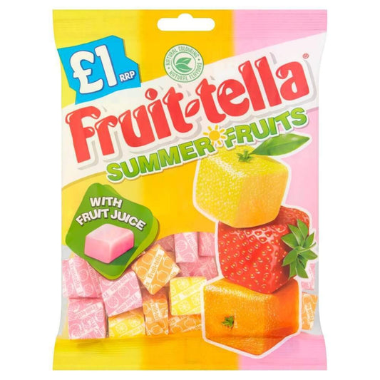 Fruit-tella Summer Fruits Candy Single Bag - Summer fruits candy! A single bag of delightful and fruity chewy treats!