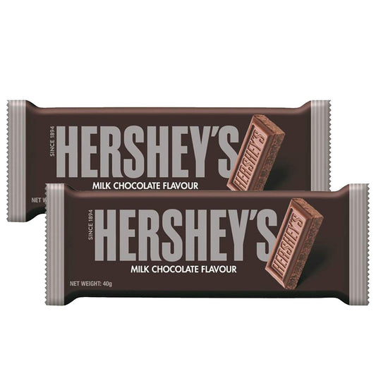 HERSHEY'S Milk Chocolate, 2 X 40 g - Two 40g bars of classic milk chocolate.