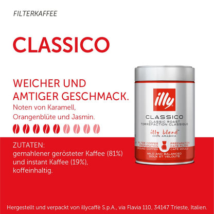 Illy Ground Filter Coffee, 250g, Can - Ground filter coffee, 250g can of quality.