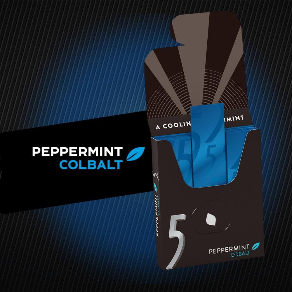 Wrigley's 5 Cobalt Sugar-Free Peppermint Gum - 12 Packs - Freshen Up Anytime, Anywhere!