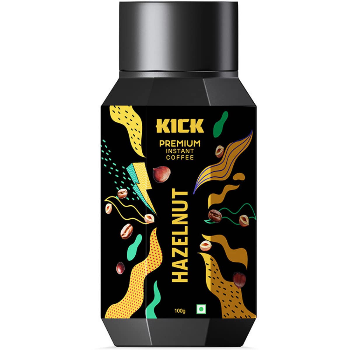 Kick Coffee | Premium Instant Coffee | Hazelnut Flavor | 100g | Makes 50+ cups - Enjoy the nutty goodness of hazelnut with Kick Coffee Premium Instant Coffee, 100g, makes 50+ cups.