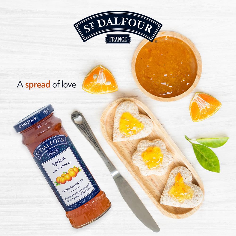 St Dalfour Apricot Fruit Spread 284 g (Pack of 2) | No Added Sugar | 100% from Fruit | No Added Preservatives, Colours, Flavors or Sweeteners | No Corn Syrup | Traditional French Recipe