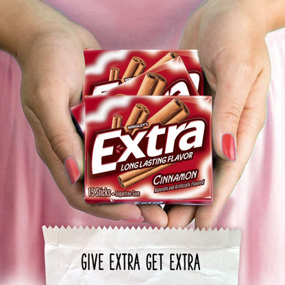 Extra Cinnamon Sugarfree Gum, 15 piece (Pack of 10) - Cinnamon spice burst!