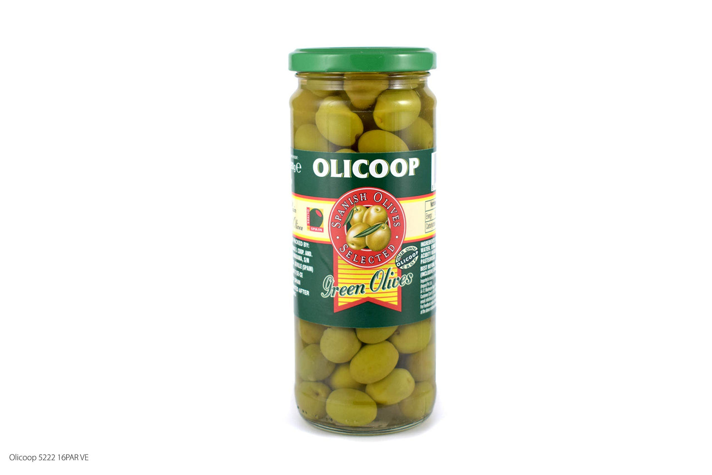 Olicoop Green Whole Olive, 450g, Pack of 2, Produced in Spain - "Whole olive perfection!"