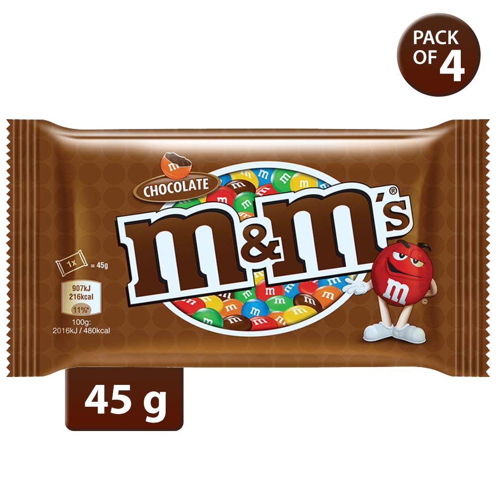 M&M's Milk Chocolate Candies - 45Gm (Pack Of 4) - "Milk Choco Fun!"