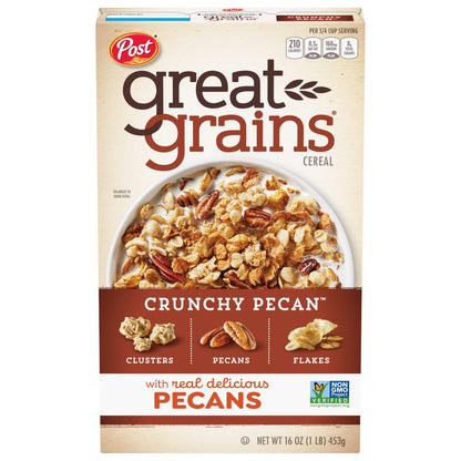 Post Great Grains Cereal, Crunchy Pecan, 453 g - Crunchy pecan breakfast bliss!