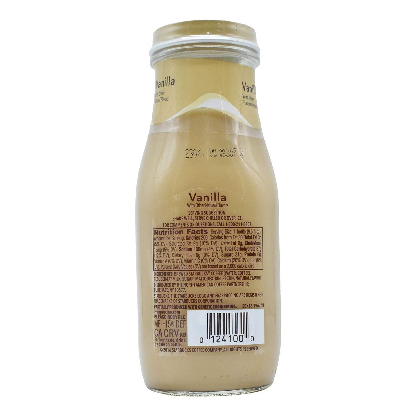 Starbucks Frappuccino Vanilla Chilled Coffee Drink 9.5 fl. oz. Glass Bottle