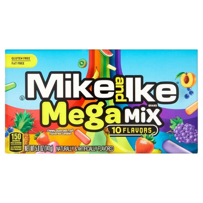 Mike & Ike Mega Mix 10 Flavors Chewy Flavored Candy 5 Oz Theater Box, Assorted Fruit - "Mega Mix Mania!"