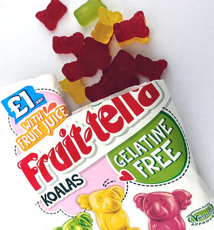 Fruit-tella Koalas with Fruit Juice Gelatin Free,100g - Koala-shaped fruity candy! Gelatin-free and packed with natural fruit juice for a delightful and chewy treat!