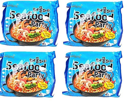 Samyang Seafood Party Flavor - 125g Pack 4 (Pack of 4) (Imported) - Imported Seafood Quartet