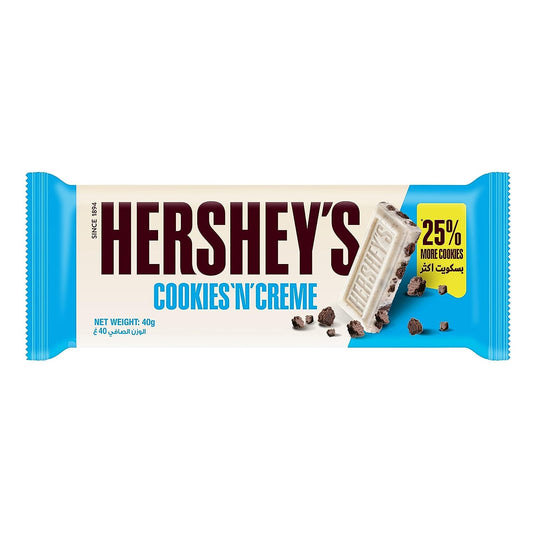 Hershey's Cookies N Creme, 40g- Pack of 3 - Pack of 3 Cookies N Creme bars, each 40g.