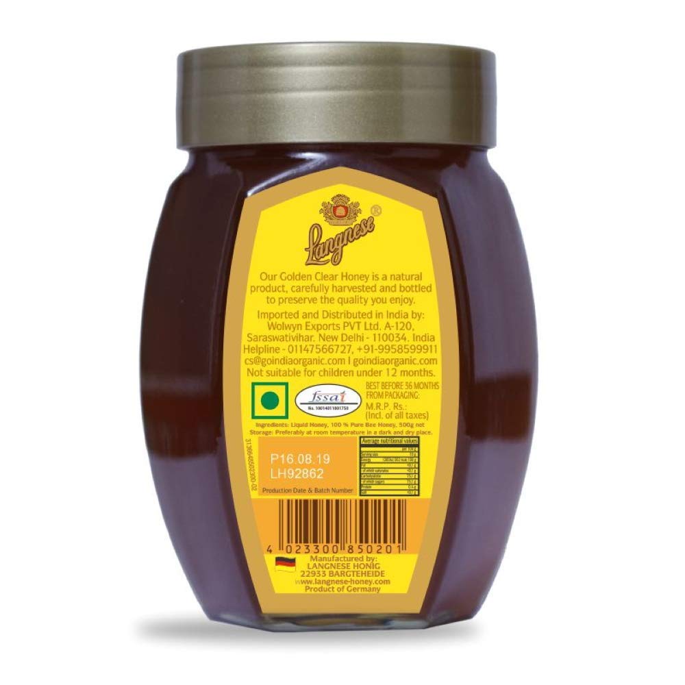 Langnese Pure Bee Honey Golden Clear, 2 x 500 g - "Golden Honey Duo!"