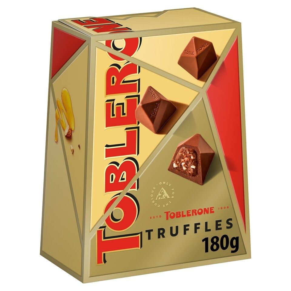 Toblerone Truffles Treats Pack a Velvety Smooth Milk Chocolate Centre with Crunchy Almond and Nougat to Boost 180g (Gift Box)