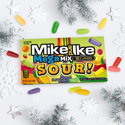 Mike and Ike Mega Mix SOUR! Chewy Candy, 5 ounce Theater Box, 1 count - "SOUR! Mega Fun!"