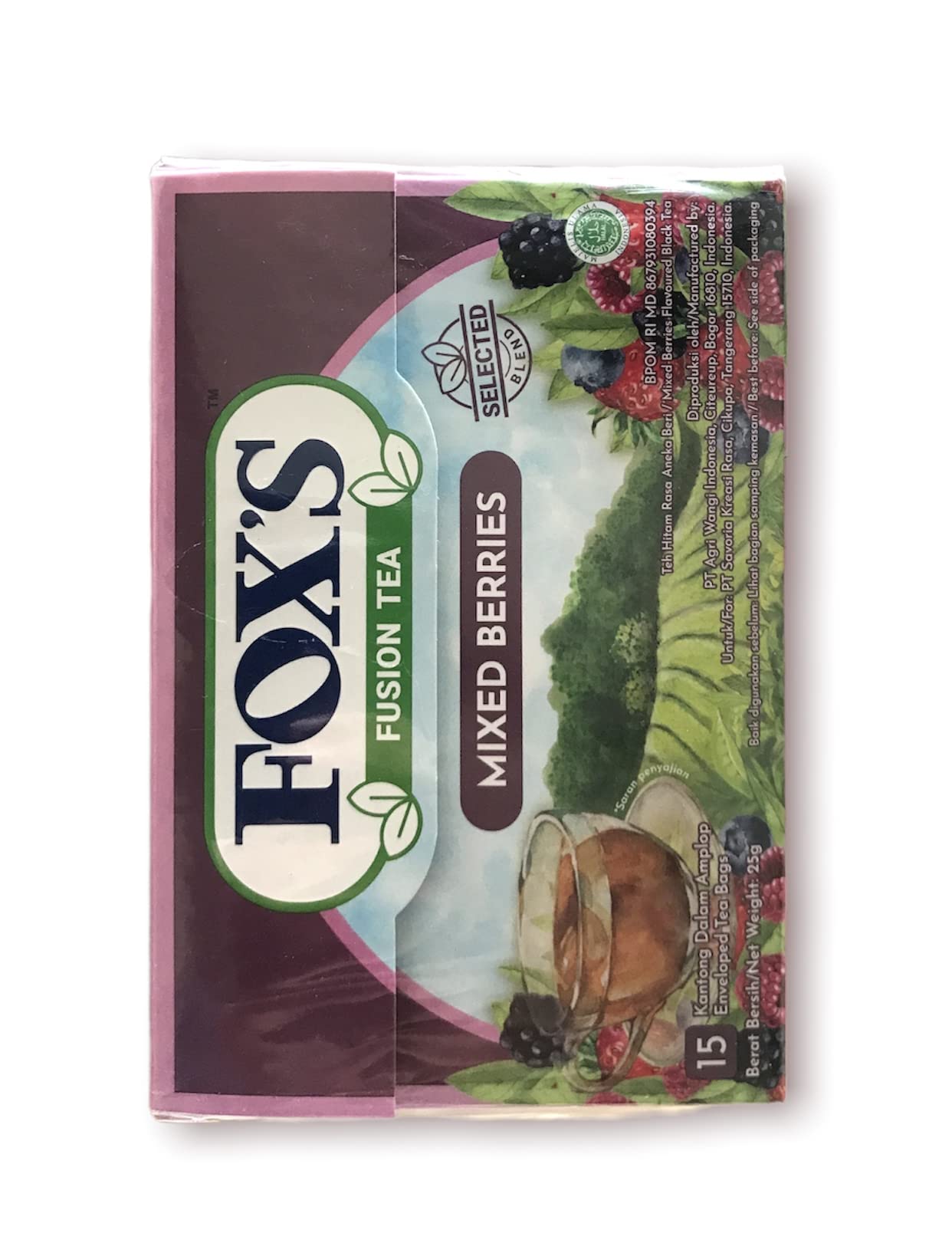 Fox's Fusion Mixed Berrie And Lychee Flavoured Black Tea 15 Enveloped Tea Bags In Each Box 25g Each - Mixed berry and lychee tea!