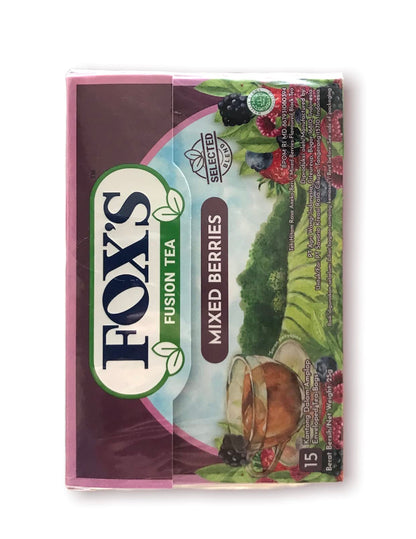 Fox's Fusion Mixed Berrie And Lychee Flavoured Black Tea 15 Enveloped Tea Bags In Each Box 25g Each - Mixed berry and lychee tea!