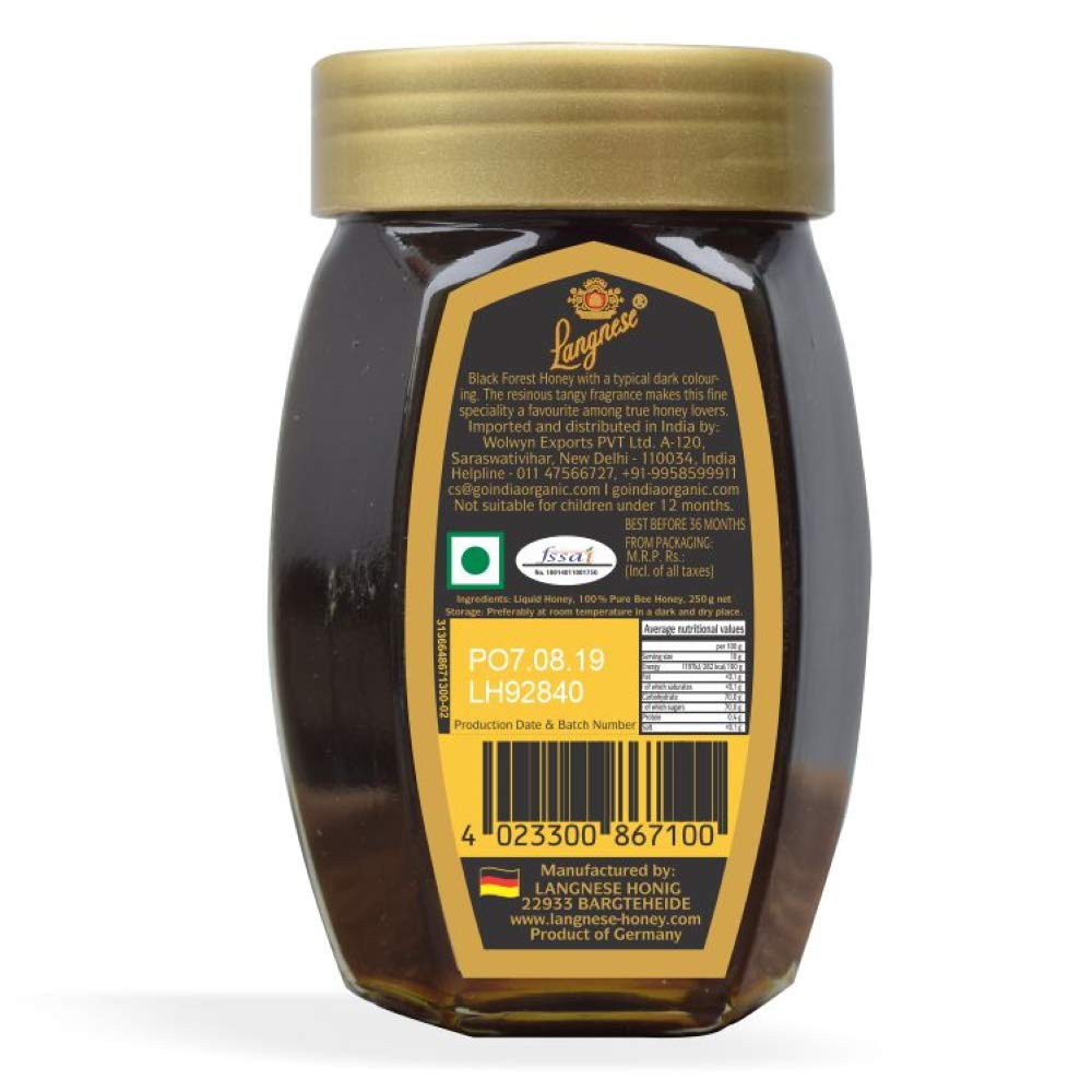 Langnese 100% Pure Black Forest Honey, 250 g, Raw Honey from Langnese Germany - "Pure Black Forest Honey!"