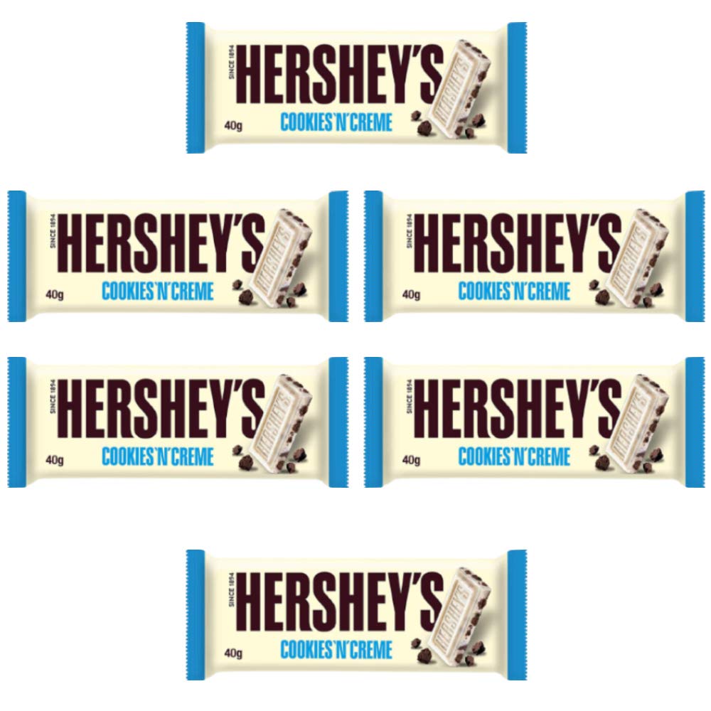 HERSHEY'S Cookies 'N' Créme Chocolate, 6 X 40 Gm - Six 40g bars of Cookies 'N' Crème chocolate.