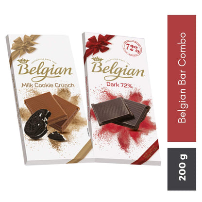 The Belgian Exclusive Diwali Combo Pack of NSA Bar Dark and The Belgian Bar Dark W Himalayan Salt, Ideal for Gifting, Birthday Gift, Original Chocolate, Dark and Milk Chocolate, 200g