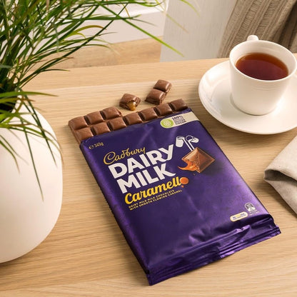 Cadbury Dairy Milk Caramel 345g - Irresistibly smooth milk chocolate filled with luxurious caramel indulgence