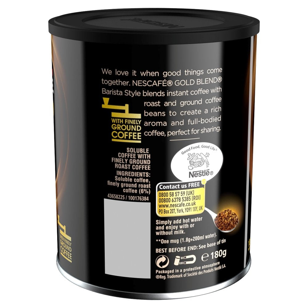 Nescafé Gold Blend Barista Style Coffee - 180 Grams - "Gold Blend Barista Style - Craft Coffee at Home!"