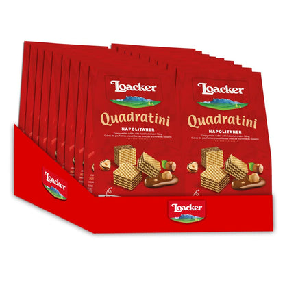 Loacker Quadratini Napolitaner(Hazelnut) - 125g, Italy (Pack of 18)