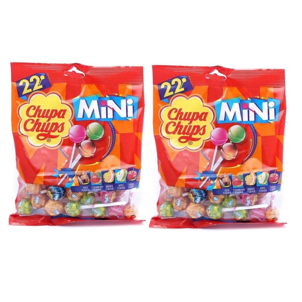 Chupa Chups Mini 22 Assorted Lollipops Packet, 132g Pack Of 2 - Mini lollipops twin pack