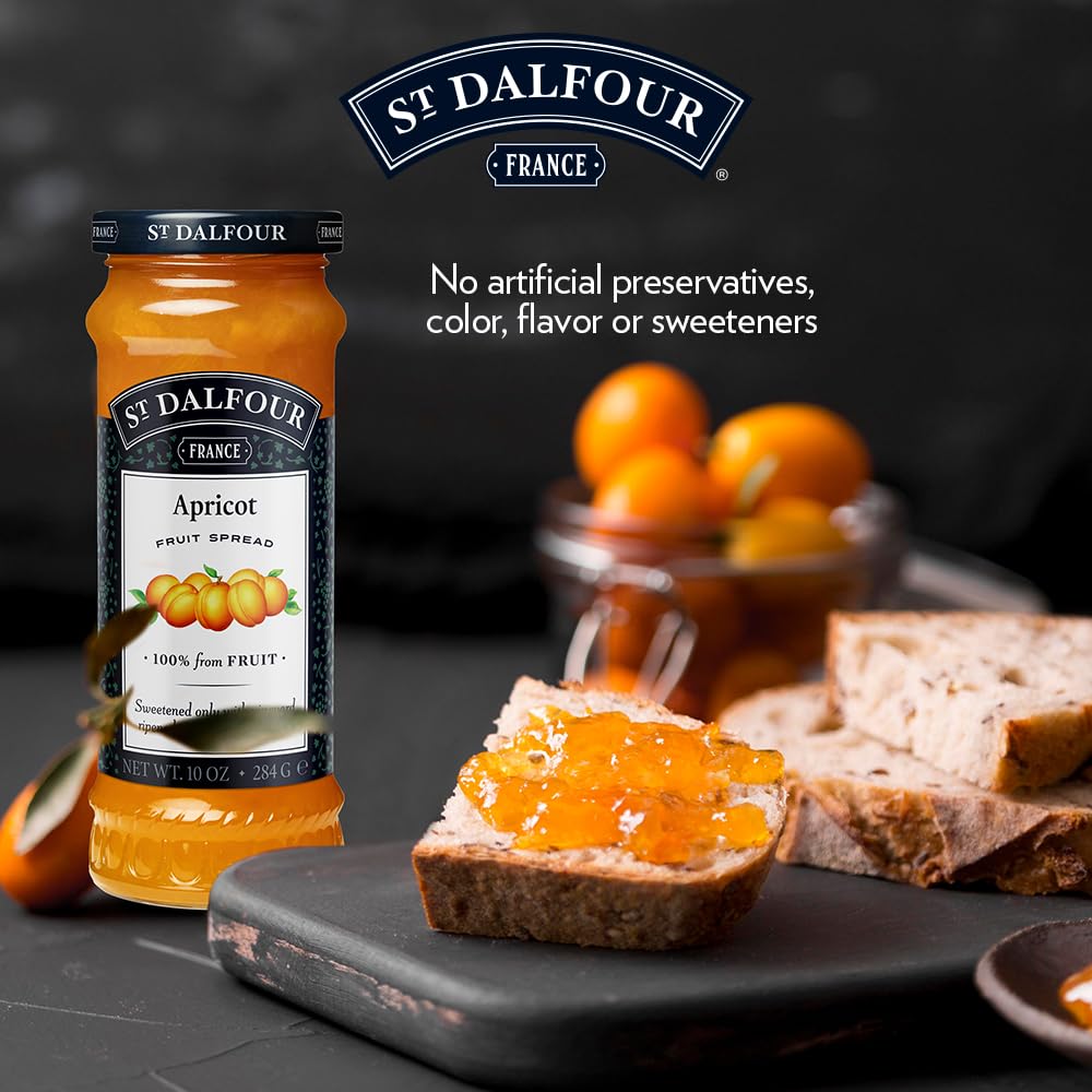 St Dalfour Apricot Fruit Spread 284 g (Pack of 2) | No Added Sugar | 100% from Fruit | No Added Preservatives, Colours, Flavors or Sweeteners | No Corn Syrup | Traditional French Recipe