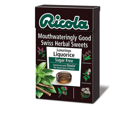 Ricola Sugar Free Liquorice Drops Pack of 2 Pouch, 2 x 45 g - Liquorice Drop Duo!