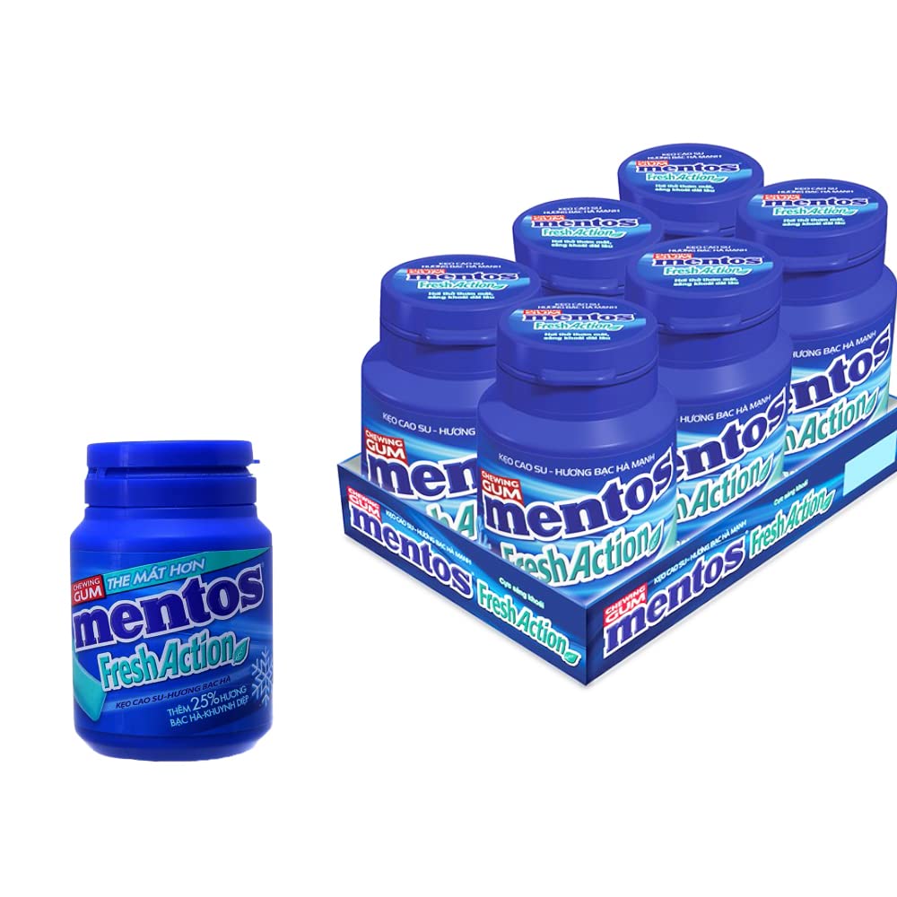 Mentos Pure Fresh Mint Sugar-free Gum, 2.1 oz / 61.25 g, 6 Pack - "Sugar-Free Mint Gum Pack!"