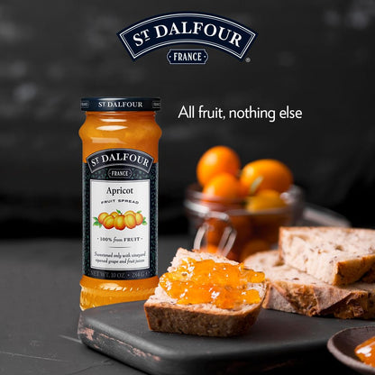 St Dalfour Apricot Fruit Spread 284 g | No Added Sugar | 100% from Fruit | No Added Preservatives, Colours, Flavors or Sweeteners | No Corn Syrup | Traditional French Recipe