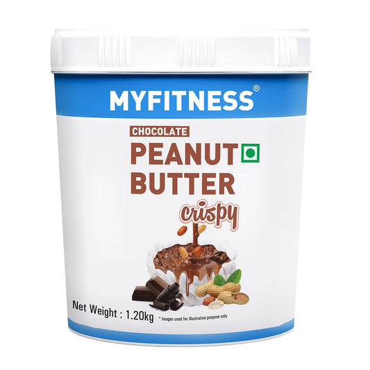 MYFITNESS Chocolate Peanut Butter Crispy 1200g | 21g Protein | Dark Chocolate | Tasty Nut Butter Spread | Cholesterol Free, Gluten Free | Crispy Peanut Butter | Zero Trans Fat | Guilt Free Diet Snack