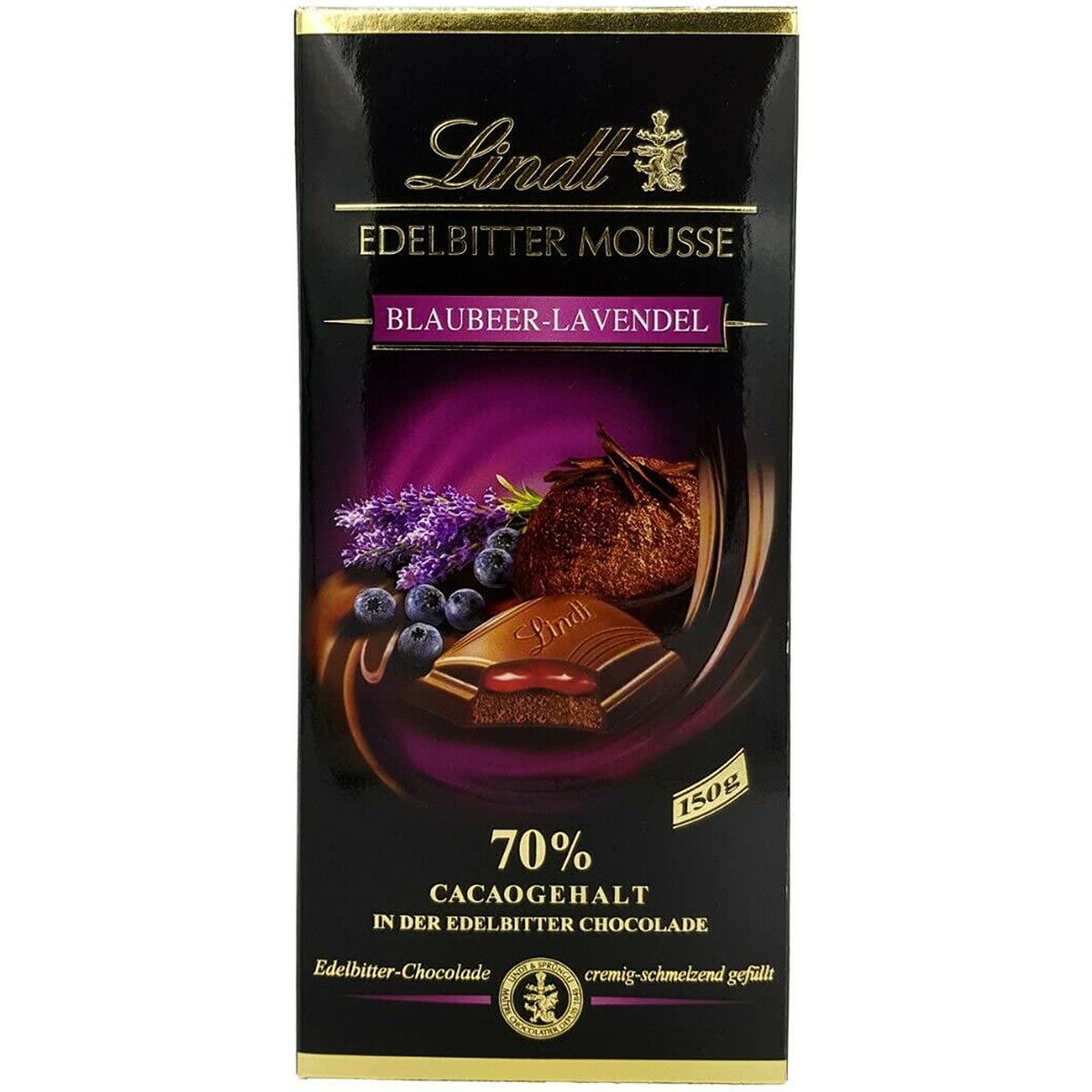 Lindt Edelbitter Mousse Blaubeer-Lavendel Pouch, 150 g