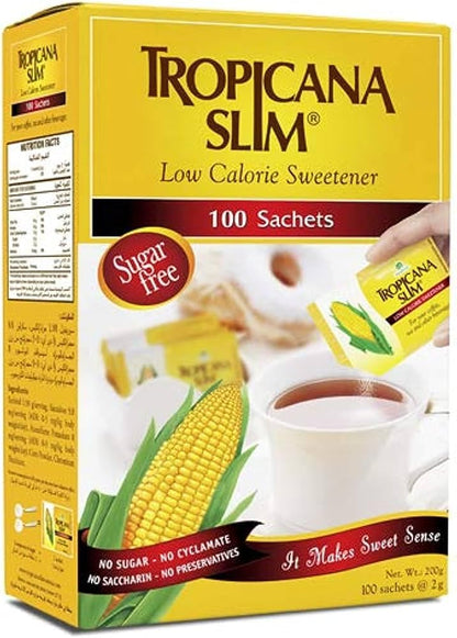 Tropicana Slim Low Calorie Sweetener (Sugar-Free) - 50 Sachets, 100g - Sweeten Without the Guilt!