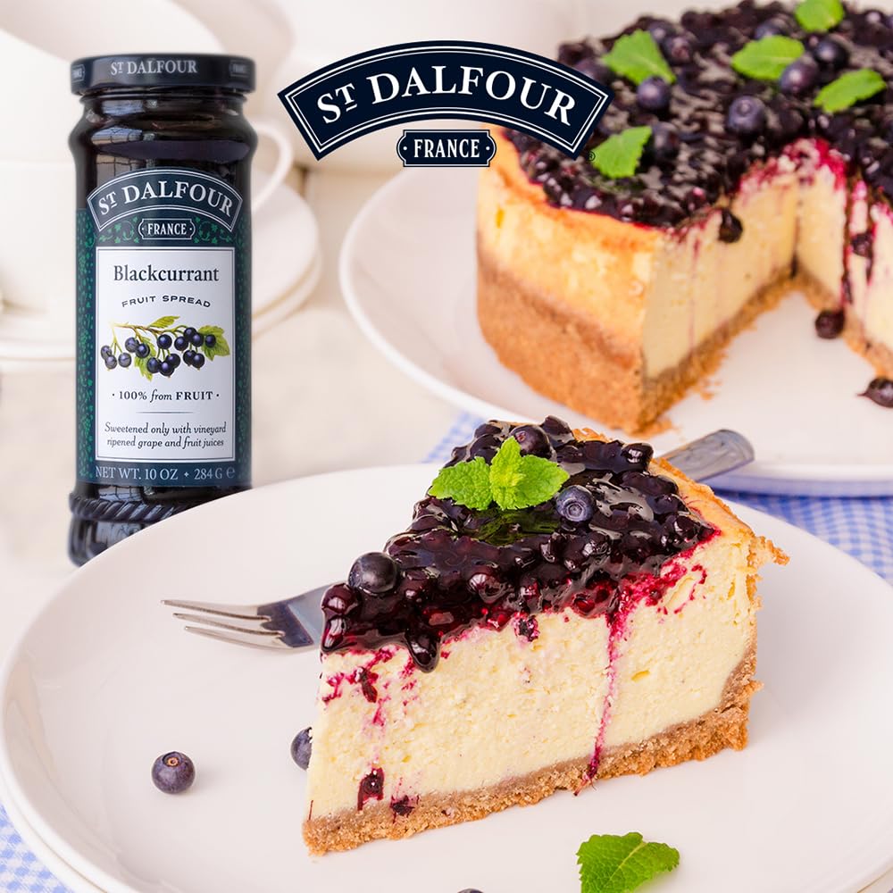 St Dalfour Black Currant Fruit Spread 284 g | No Added Sugar | 100% from Fruit | No Added Preservatives, Colours, Flavors or Sweeteners | No Corn Syrup | Traditional French Recipe