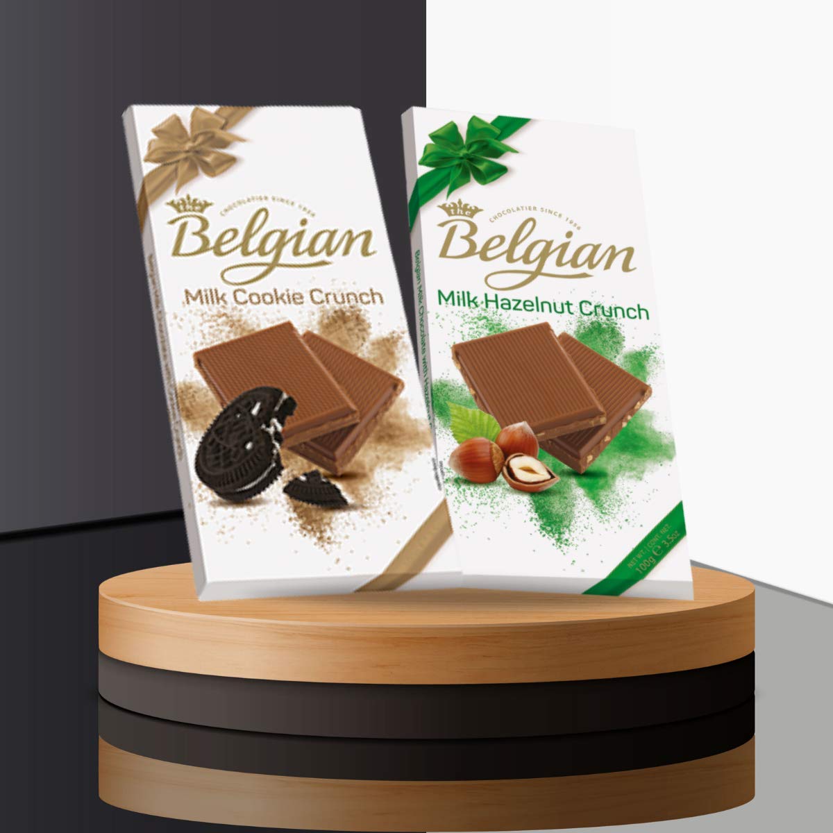 The Belgian Exclusive Diwali Combo Pack of The Belgian Bar Dark W Himalayan Salt and Milk Bar Hazelnut Crunch,Ideal for Gifting,Original Milk Chocolate,Chocolate Collection, 200g