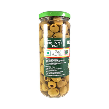 Olicoop Green Stuffed Olives 450g + Green Pitted Olives 450g, Pack of 1 Each, Produced in Spain, for Authentic Taste in Cooking, Snacking, Pizzas toppings or Italian Pastas Ingredient