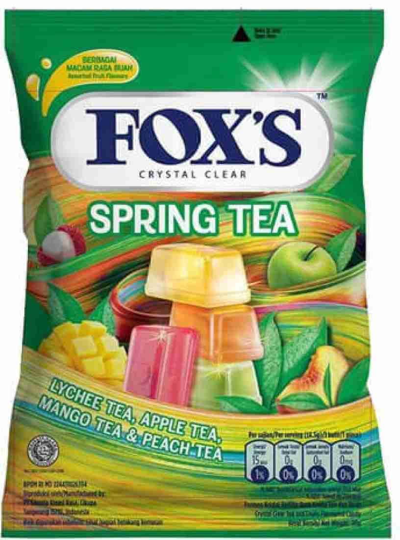 Fox's Crystal Clear Spring Tea Candy, 90g [Lychee Tea, Apple Tea, Mango Tea, Peach Tea Candy] (90gms) - Assorted tea candy!