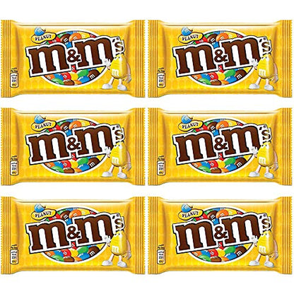 M & M Mars Peanut Milk Chocolate, 1.59 oz / 45 g, 6 Pack - "Peanut Pleasure!"