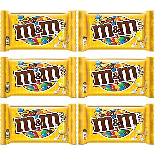 M & M Mars Peanut Milk Chocolate, 1.59 oz / 45 g, 6 Pack - "Peanut Pleasure!"