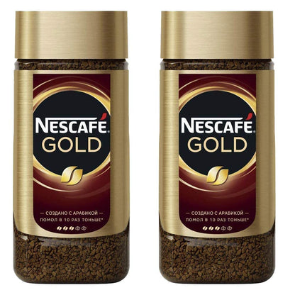 Nestle Nescafe Gold 190gm - Pack of Two (Glass Bottle, Ground, Original Flavor) - "Nescafe Gold - Pack of Two 190g Glass Bottles of Original Ground Coffee!"