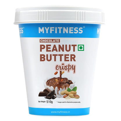 MYFITNESS Chocolate Peanut Butter Crispy 510g | 21g Protein | Dark Chocolate | Tasty Nut Butter Spread | Cholesterol Free, Gluten Free | Crispy Peanut Butter | Zero Trans Fat | Guilt Free Diet Snack