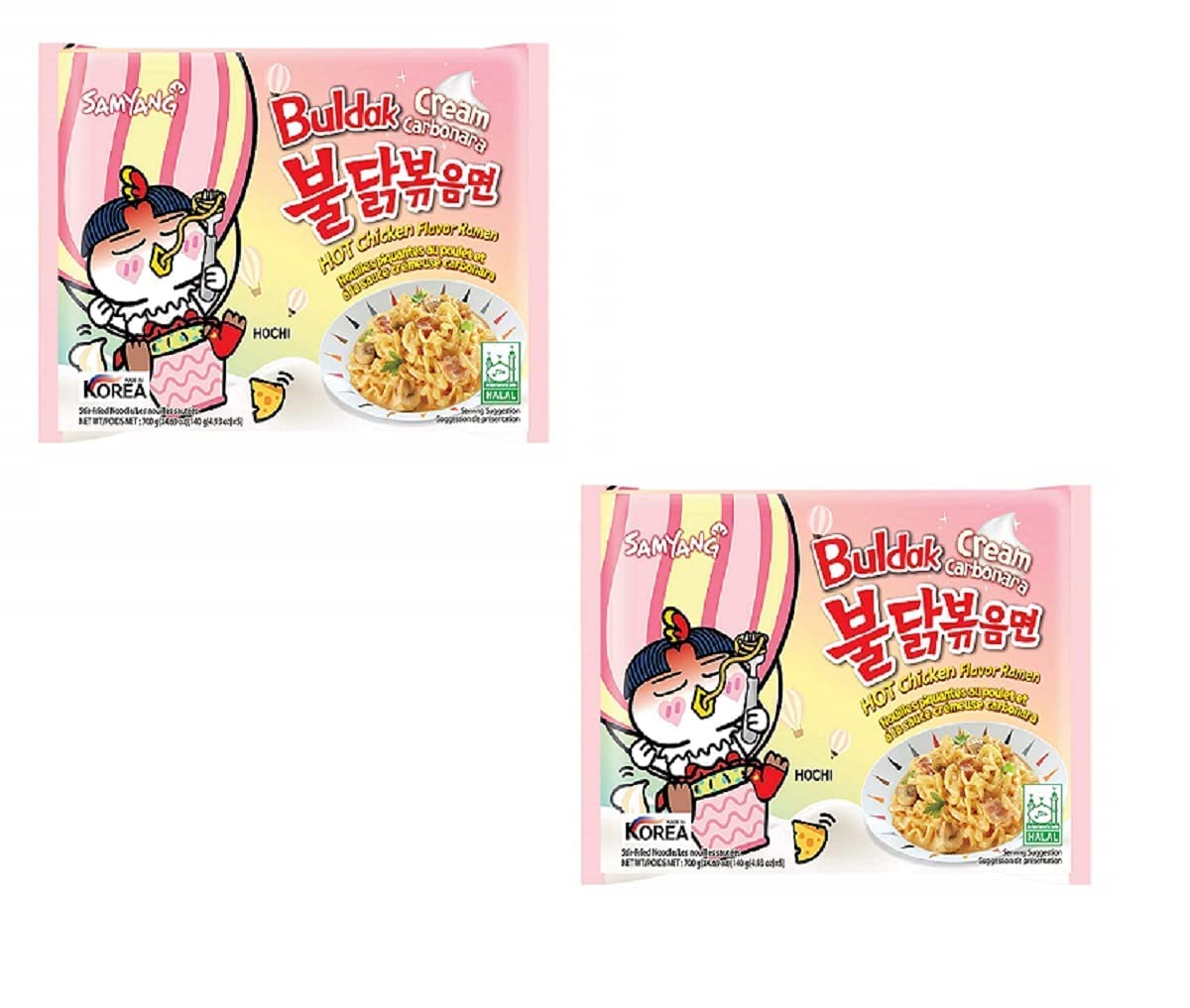 Sam Yang Buldak Cream Carbonara Preservative Free Hot Chiken Flavor Ramen Stir-Fired Noodle 140Gm*2Pack(Pack Of 2)(Imported)