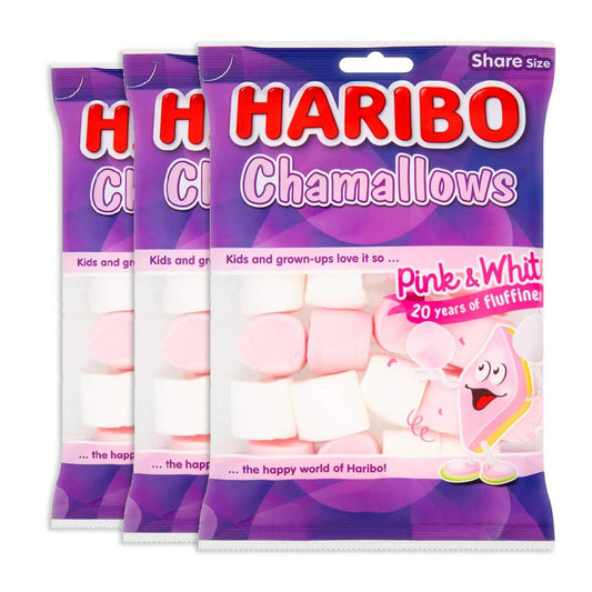 HARIBO Chamallows Pink & White, Share Size, 3 X 140 g - Triple pack of share size pink and white marshmallows.