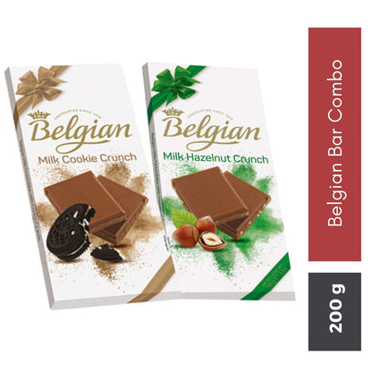 The Belgian Exclusive Diwali Combo Pack of The Belgian Bar Dark W Himalayan Salt and Milk Bar Hazelnut Crunch,Ideal for Gifting,Original Milk Chocolate,Chocolate Collection, 200g