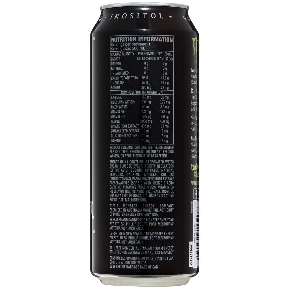 Original Flavour Monster Energy Drink 500ml , (Pack of 3 Cans X 500ml Each) - "Monster energy boost!"