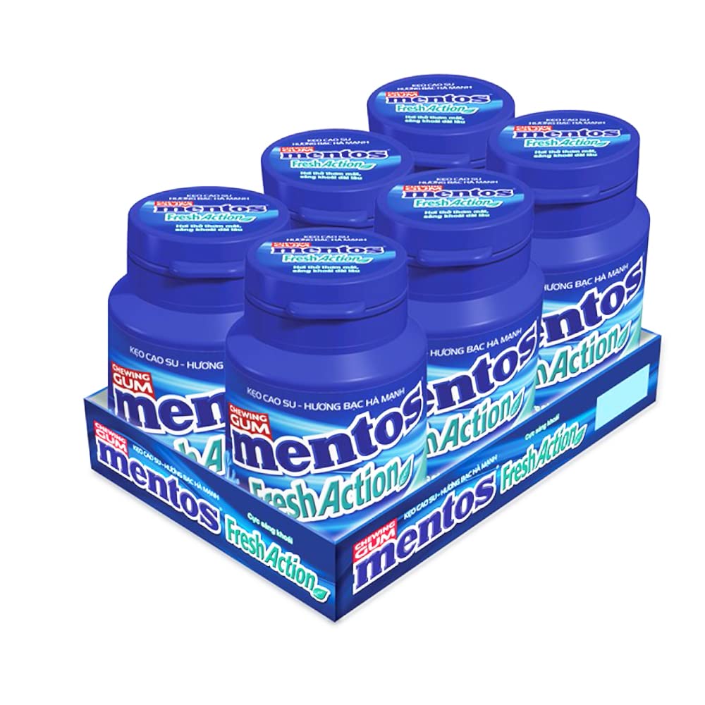 Mentos Pure Fresh Mint Sugar-free Gum, 2.1 oz / 61.25 g, 6 Pack - "Sugar-Free Mint Gum Pack!"