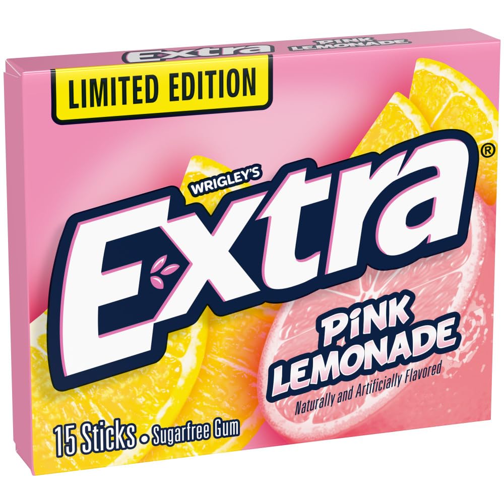 Wrigley's Extra Sugar Free Pink Lemonade Limited Edition Chewing Gum 15 Sticks (Pack Of 2)