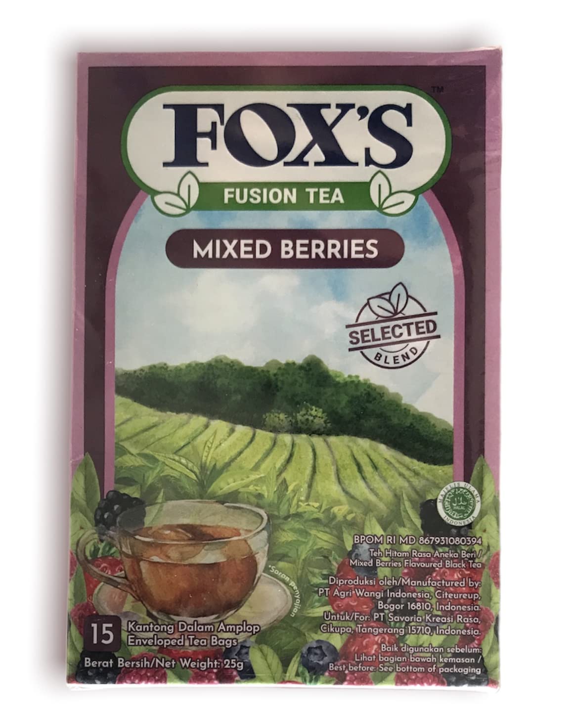 Fox's Fusion Mixed Berrie And Lychee Flavoured Black Tea 15 Enveloped Tea Bags In Each Box 25g Each - Mixed berry and lychee tea!